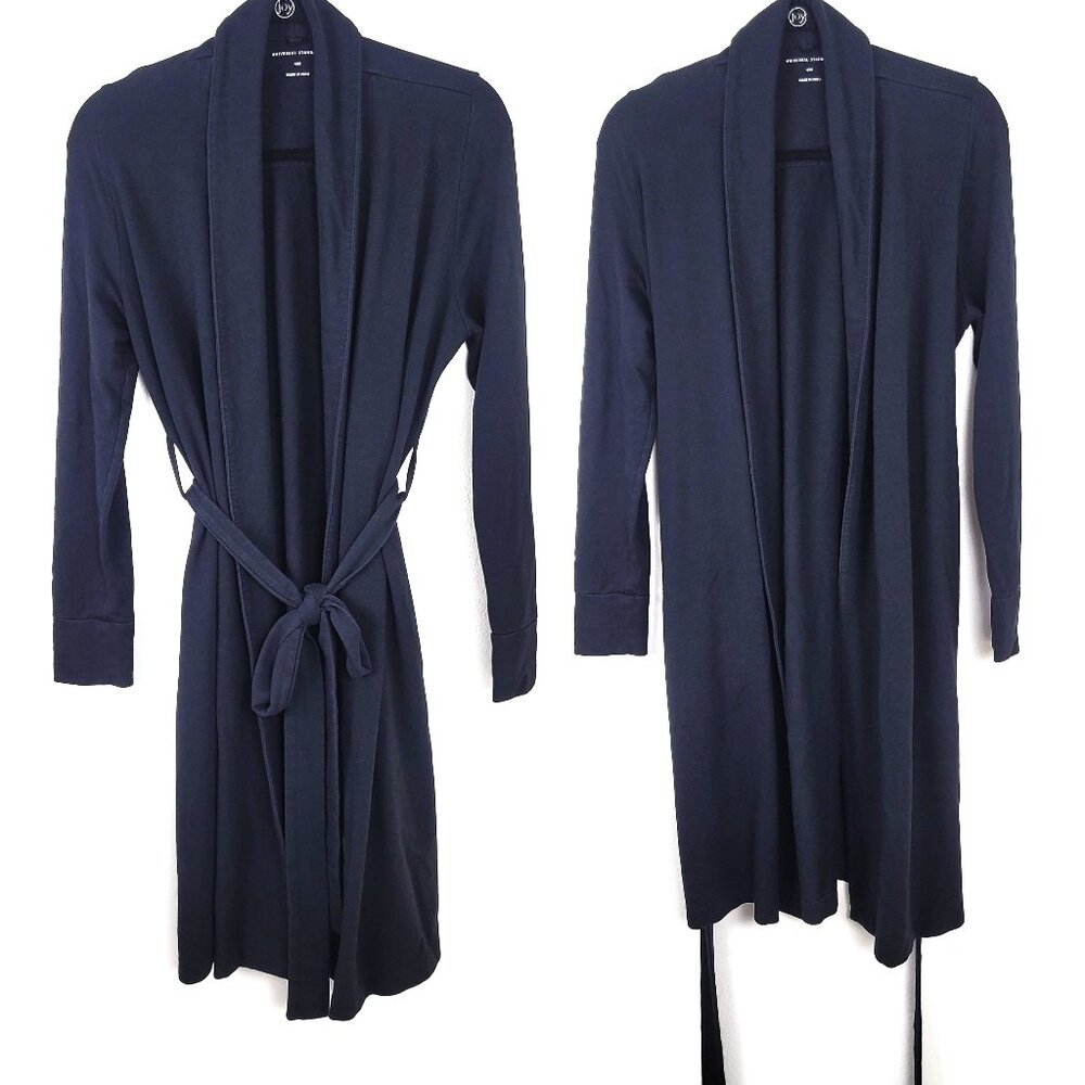 Universal Standard Longsleeve Belted Robe with Pockets Black Cotton EUC small